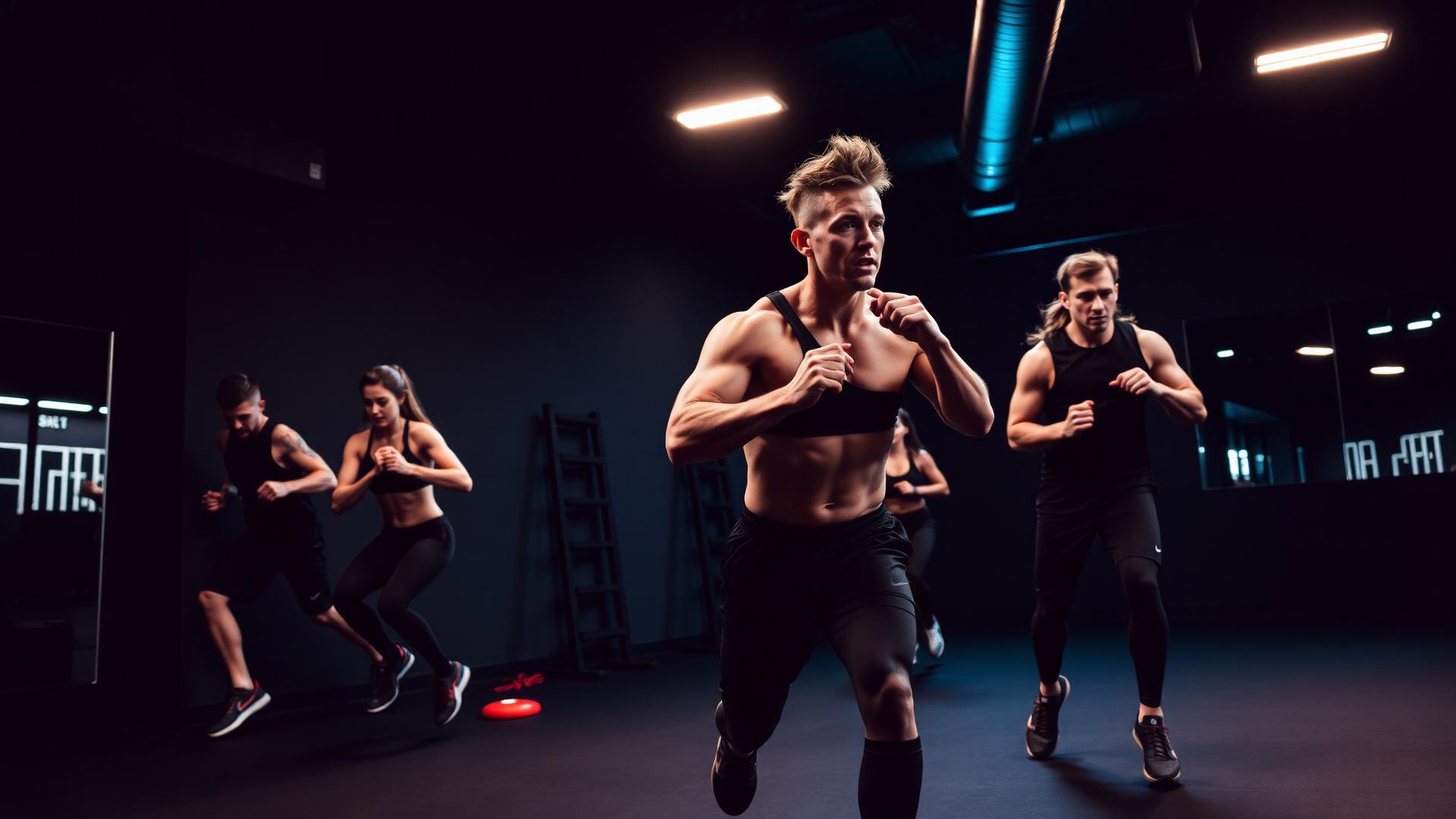 Strength training session with kettlebells